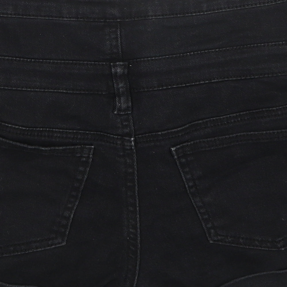 Topshop Womens Black Cotton Boyfriend Shorts Size 30 in Regular Zip