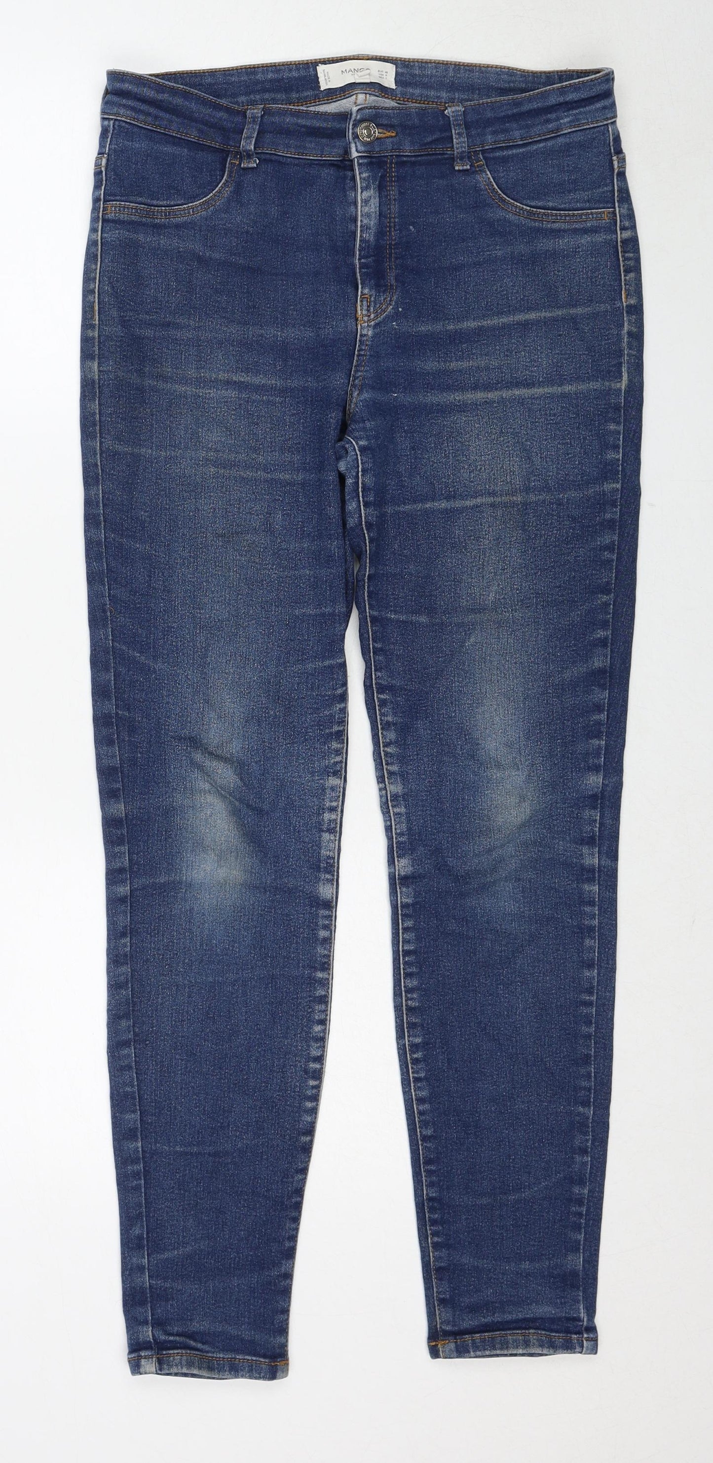 Mango Womens Blue Cotton Skinny Jeans Size 12 Regular Zip