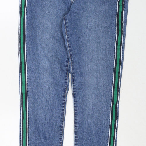 H&M Womens Blue Cotton Skinny Jeans Size 12 Regular Zip