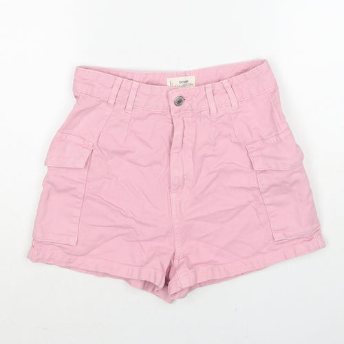 TALLY WEiJL Womens Pink Cotton Cargo Shorts Size 8 Regular Zip