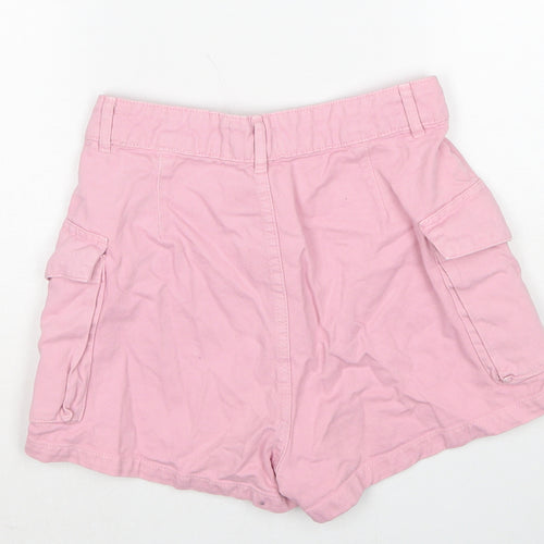 TALLY WEiJL Womens Pink Cotton Cargo Shorts Size 8 Regular Zip