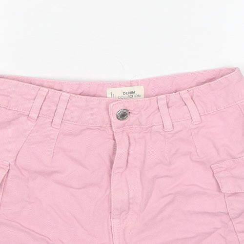 TALLY WEiJL Womens Pink Cotton Cargo Shorts Size 8 Regular Zip
