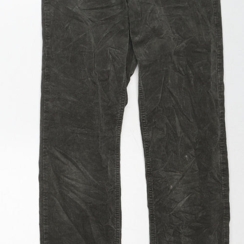 Marks and Spencer Womens Green Cotton Trousers Size 8 Regular Zip