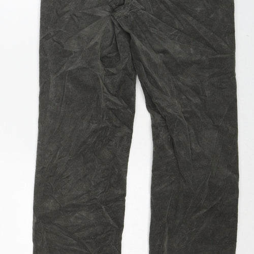 Marks and Spencer Womens Green Cotton Trousers Size 8 Regular Zip