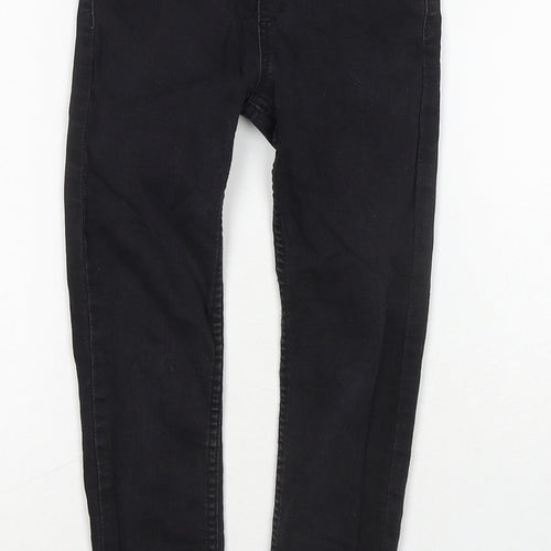H&M Girls Black Cotton Jegging Jeans Size 6-7 Years Regular Pullover