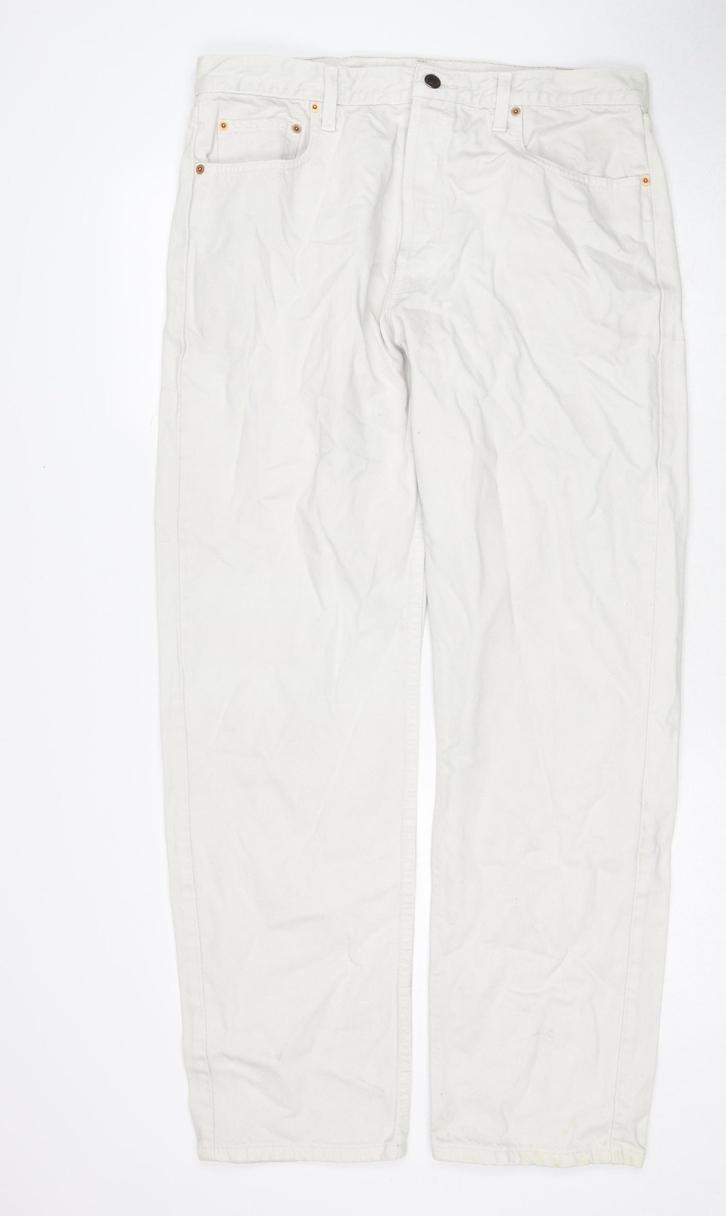 Levi's Mens White Cotton Straight Jeans Size 38 in L32 in Regular Button
