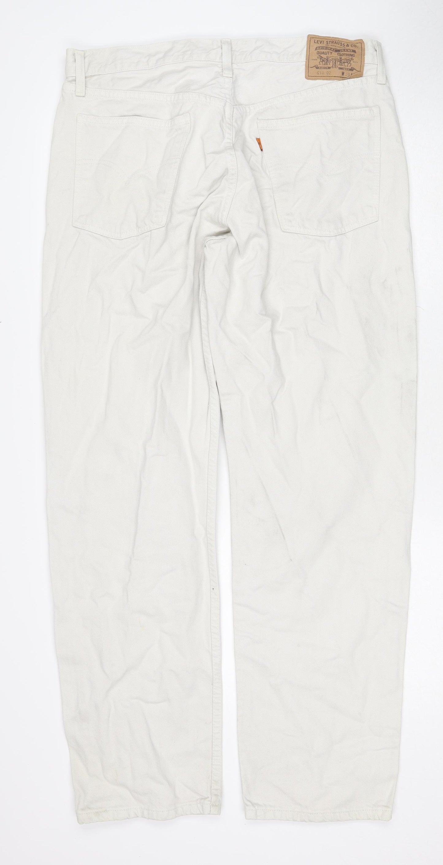 Levi's Mens White Cotton Straight Jeans Size 38 in L32 in Regular Button