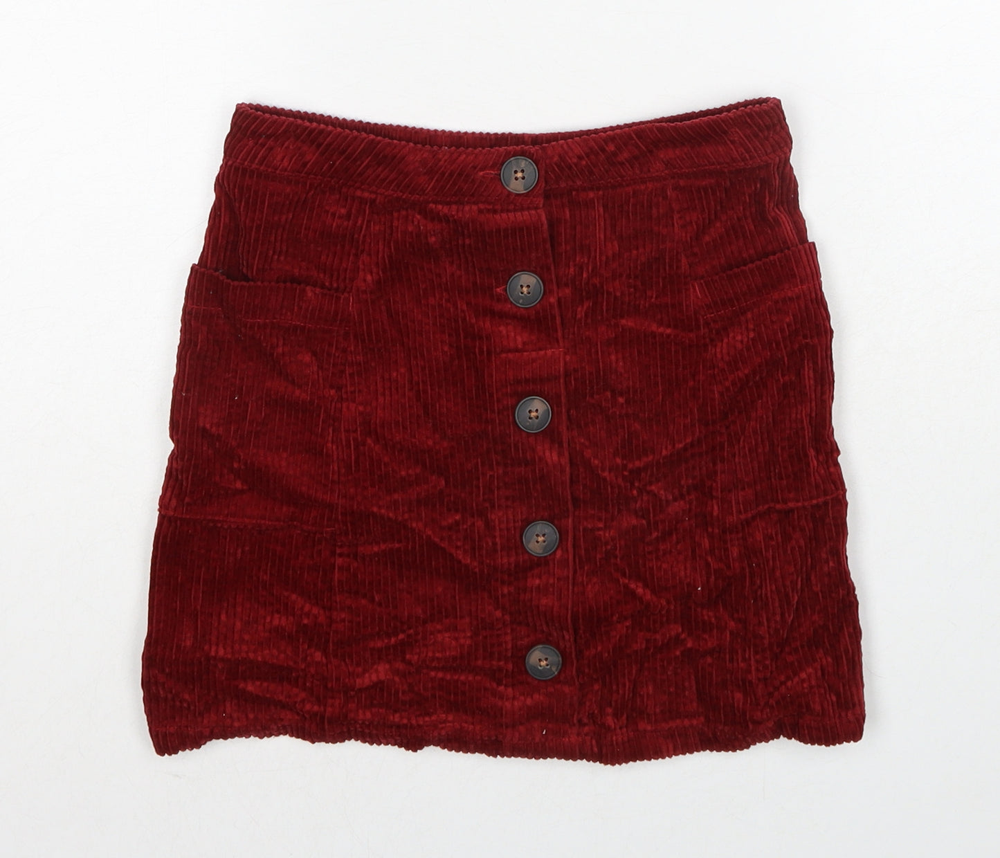 NEXT Girls Red Cotton A-Line Skirt Size 7 Years Regular Pull On