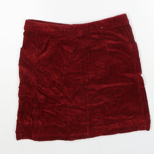 NEXT Girls Red Cotton A-Line Skirt Size 7 Years Regular Pull On