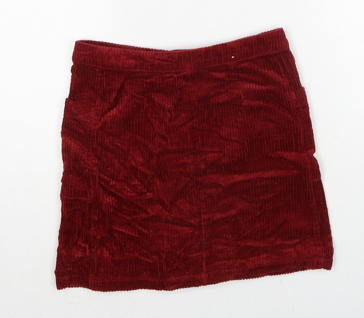 NEXT Girls Red Cotton A-Line Skirt Size 7 Years Regular Pull On