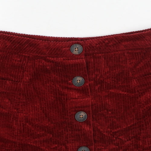 NEXT Girls Red Cotton A-Line Skirt Size 7 Years Regular Pull On