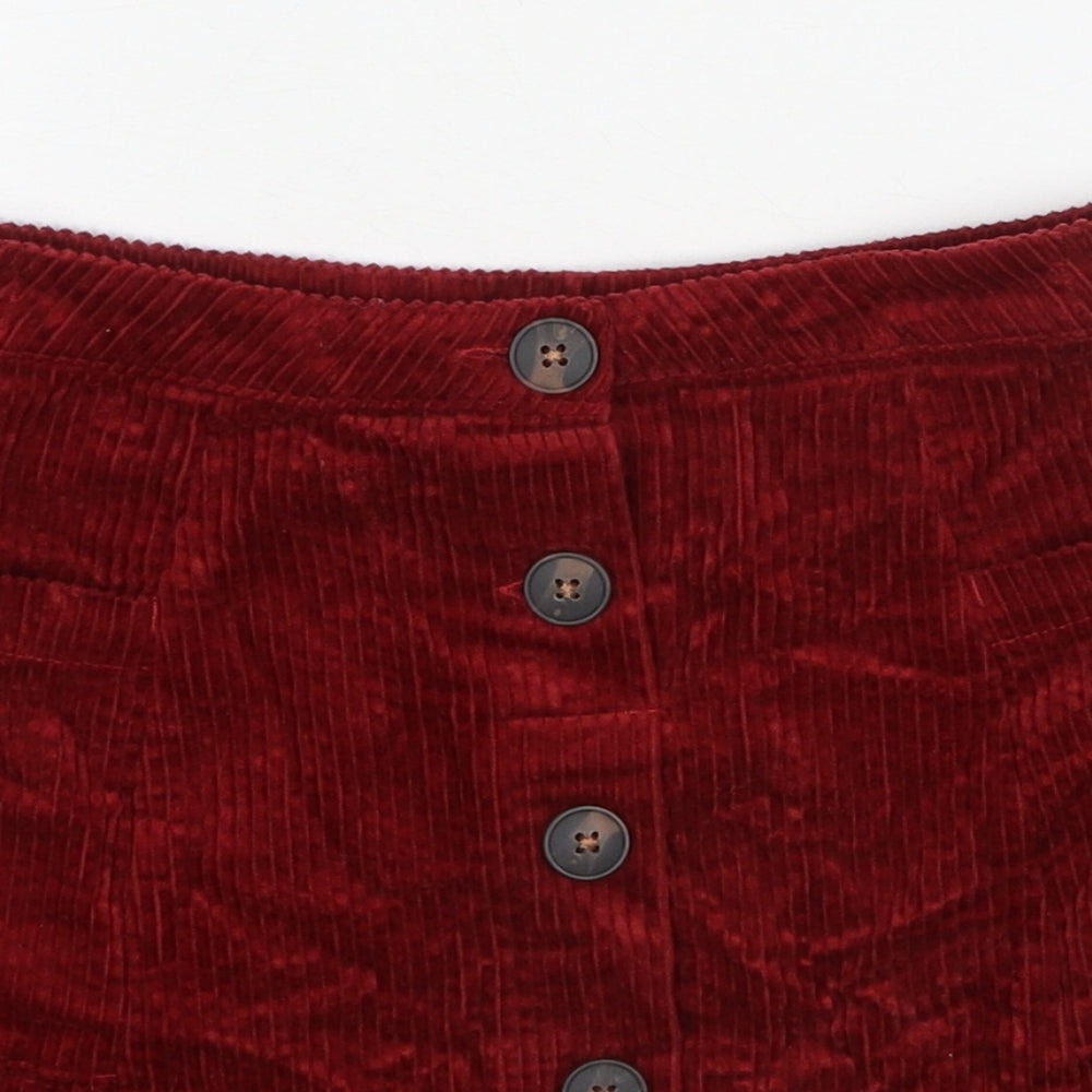 NEXT Girls Red Cotton A-Line Skirt Size 7 Years Regular Pull On