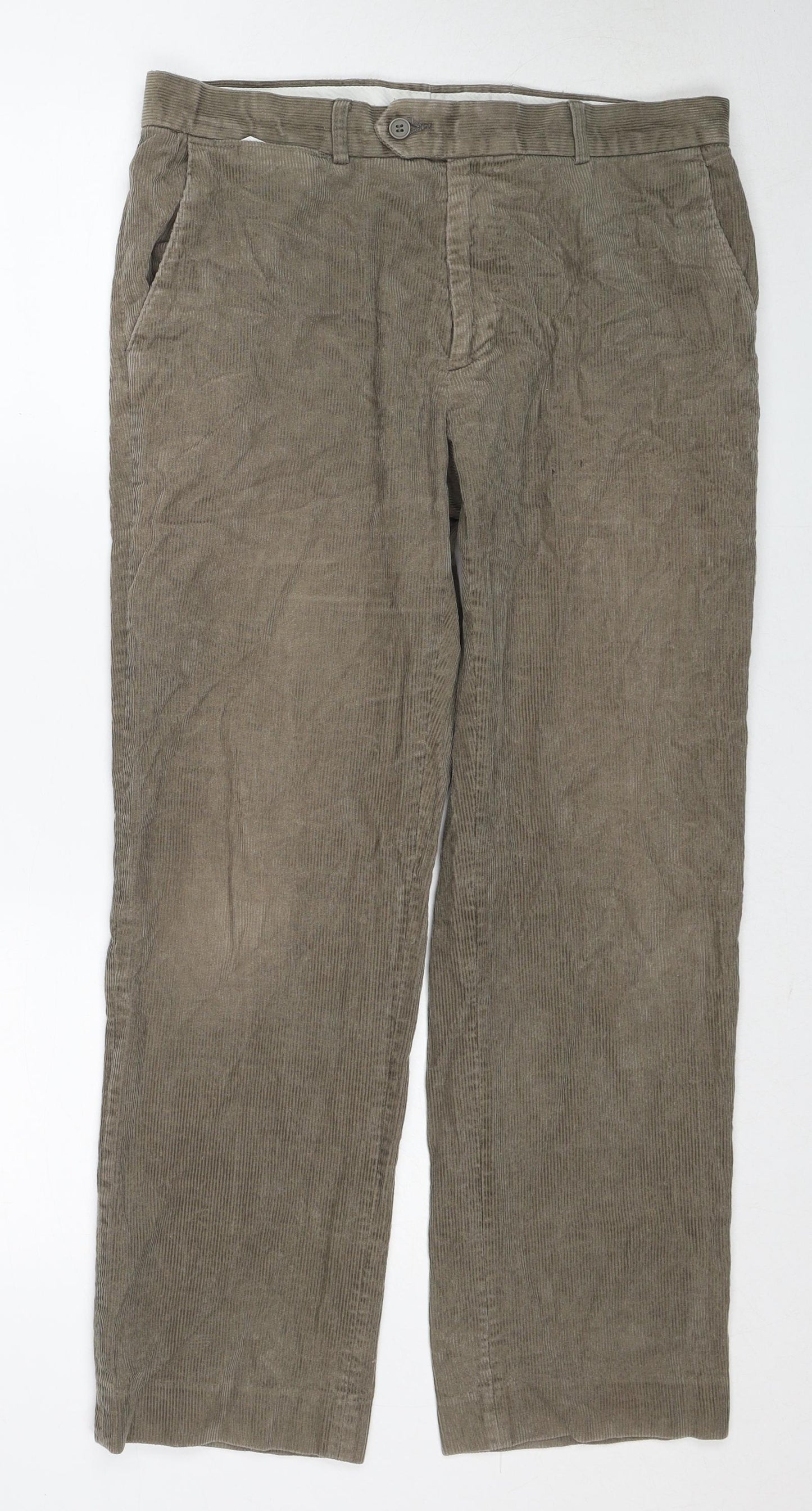 EWM Mens Beige Cotton Trousers Size 34 in L29 in Regular Zip