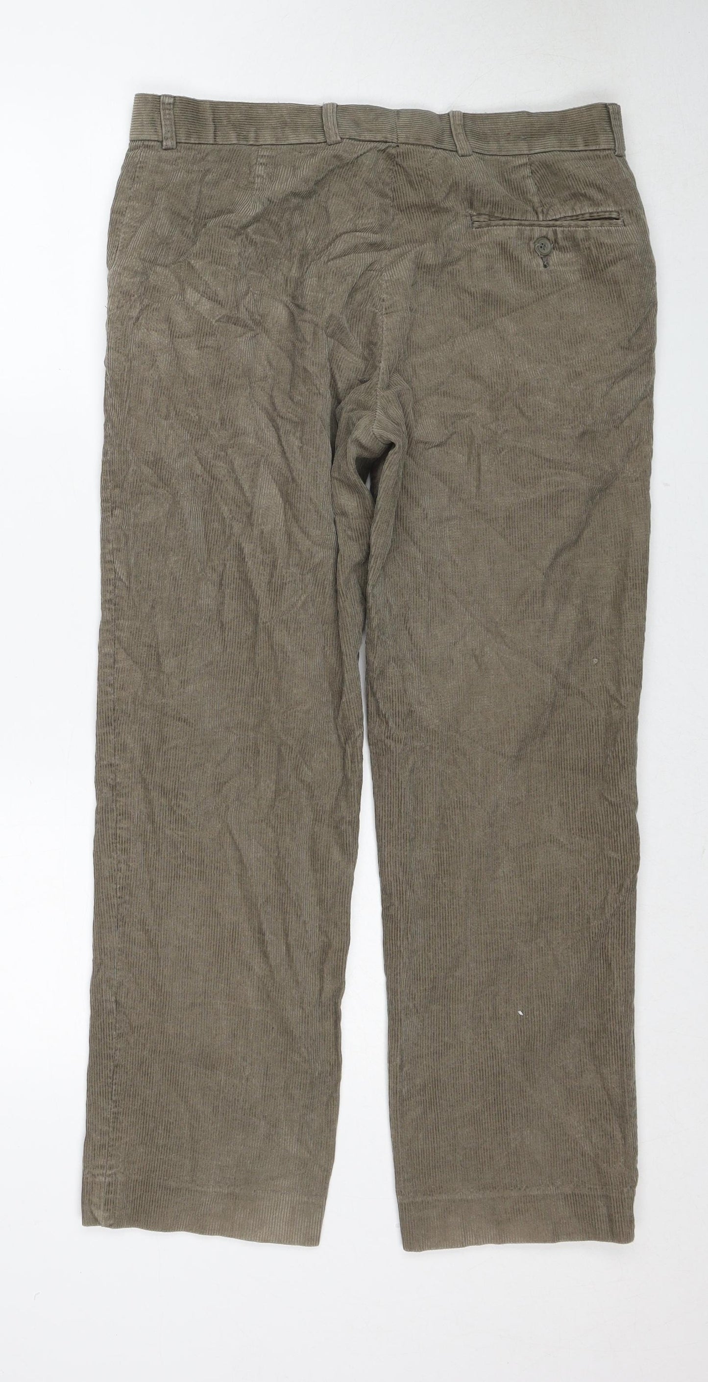 EWM Mens Beige Cotton Trousers Size 34 in L29 in Regular Zip