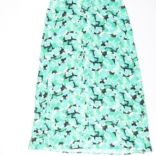 Pieces Womens Green Floral Viscose Peasant Skirt Size L Button