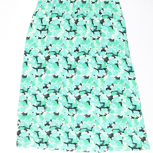 Pieces Womens Green Floral Viscose Peasant Skirt Size L Button