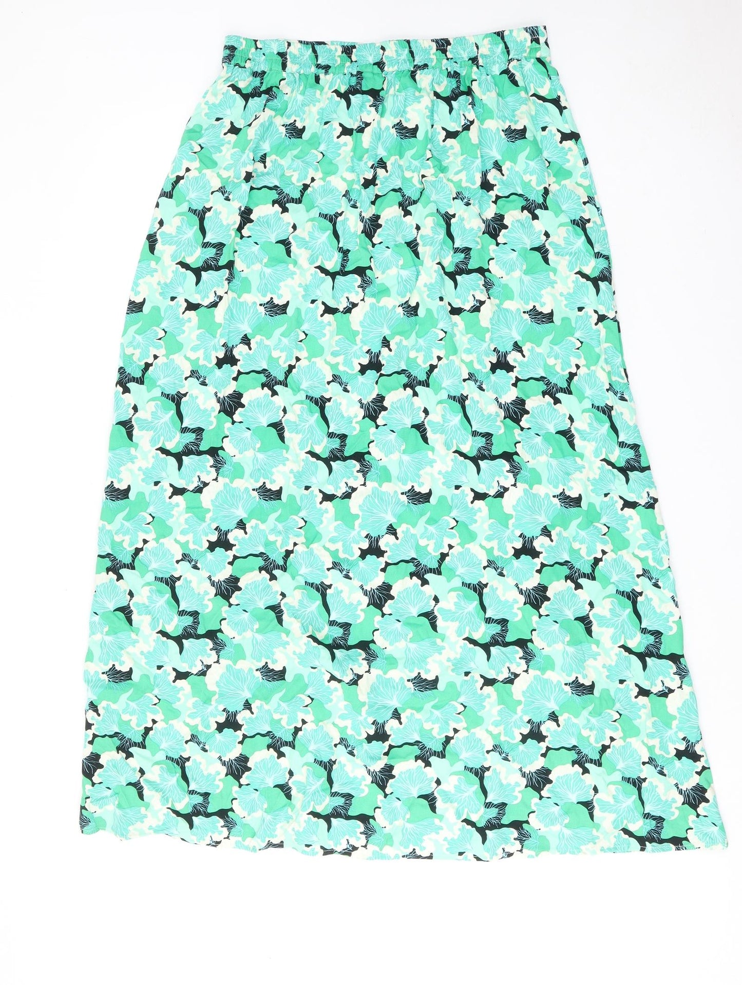 Pieces Womens Green Floral Viscose Peasant Skirt Size L Button