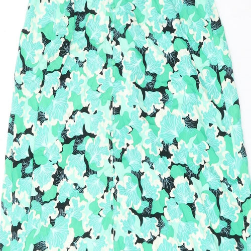 Pieces Womens Green Floral Viscose Peasant Skirt Size L Button