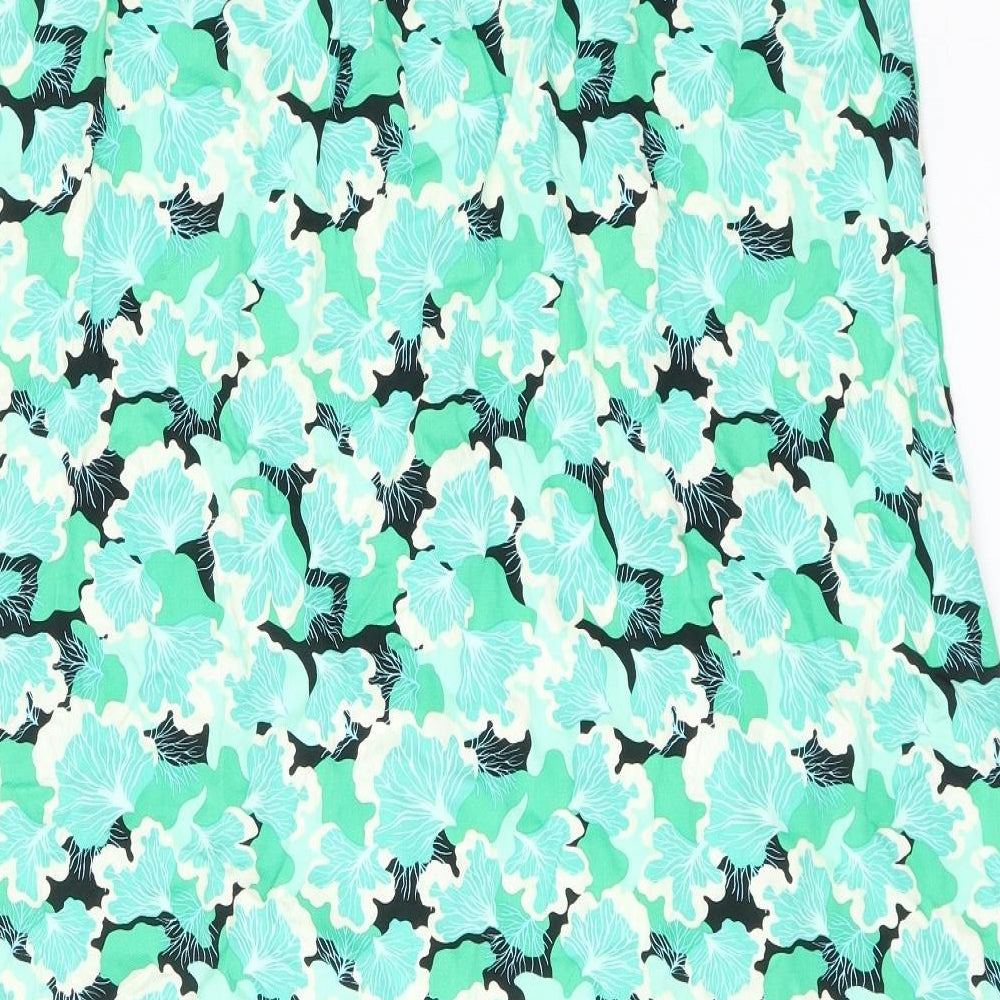 Pieces Womens Green Floral Viscose Peasant Skirt Size L Button