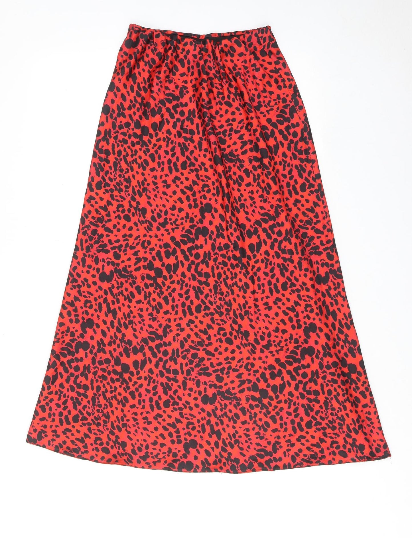New Look Womens Red Animal Print Polyester Maxi Skirt Size 8 - Cheetah Pattern