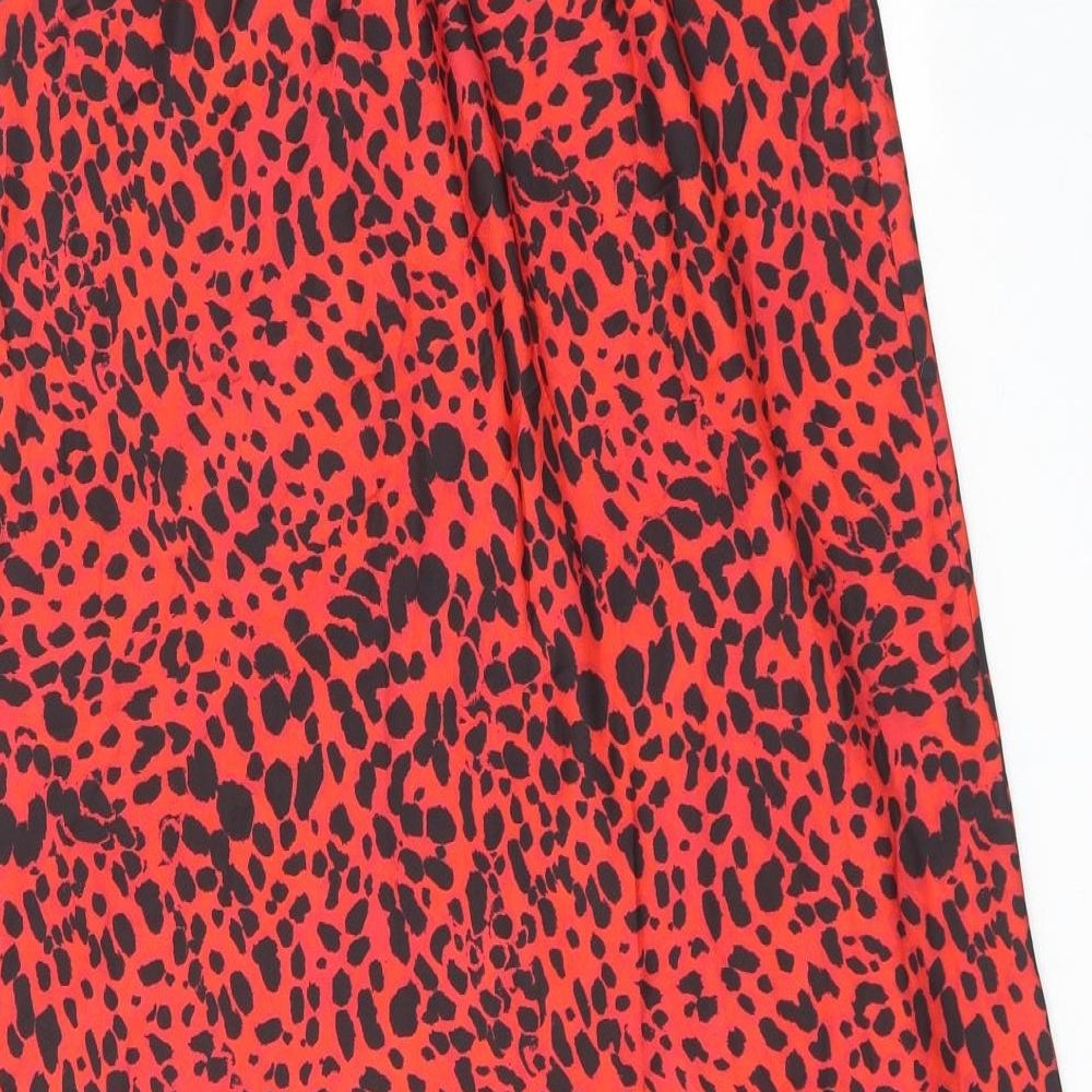 New Look Womens Red Animal Print Polyester Maxi Skirt Size 8 - Cheetah Pattern