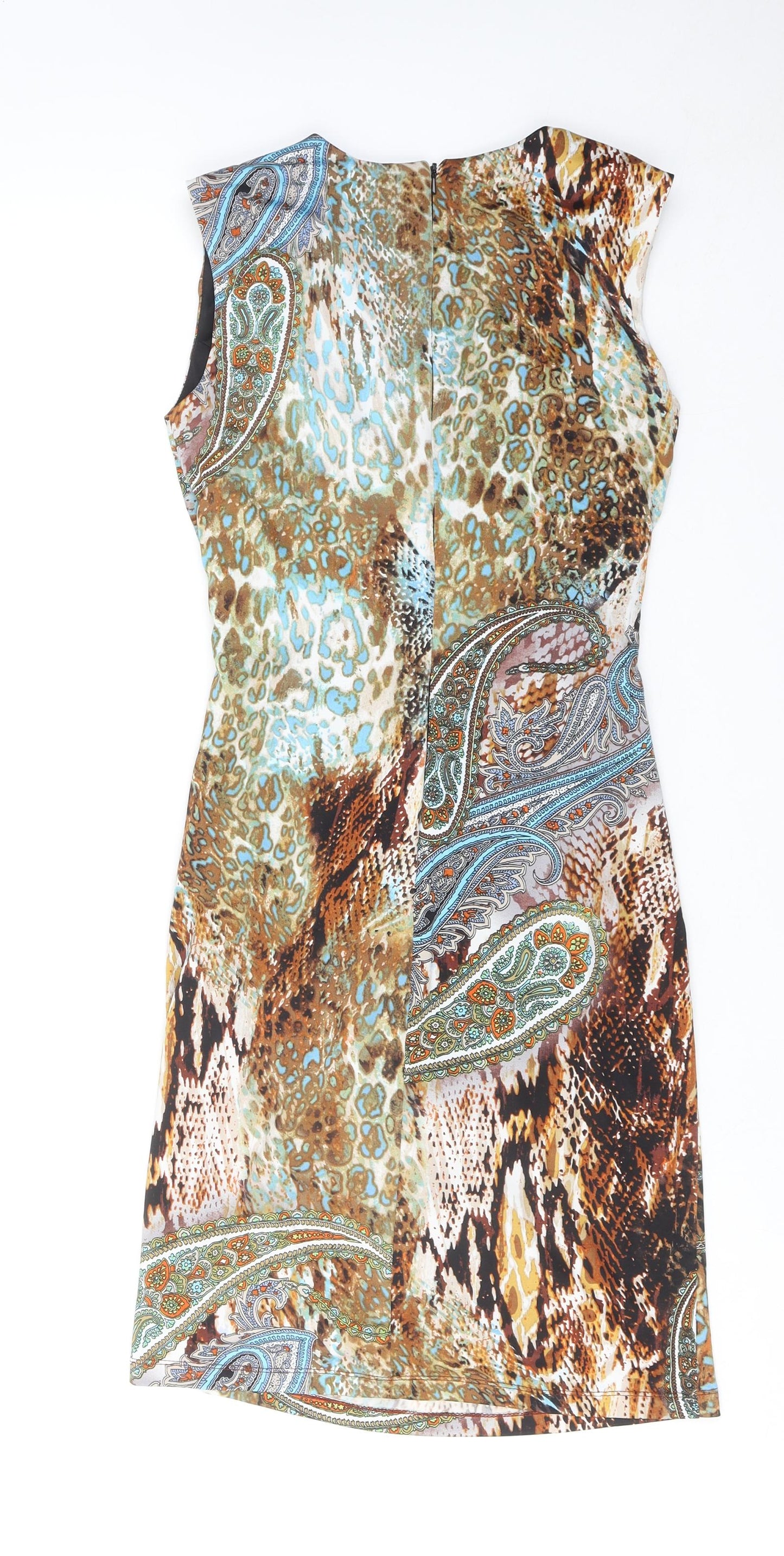 Ariella Womens Multicoloured Geometric Polyamide Shift Size 10 V-Neck Pullover