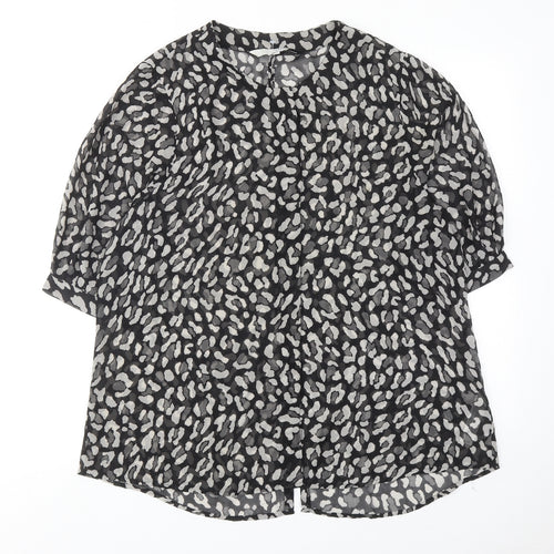Preen/ Edition Womens Black Animal Print Polyester Basic Blouse Size 6 Boat Neck - Leopard Print