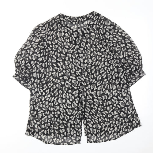 Preen/ Edition Womens Black Animal Print Polyester Basic Blouse Size 6 Boat Neck - Leopard Print