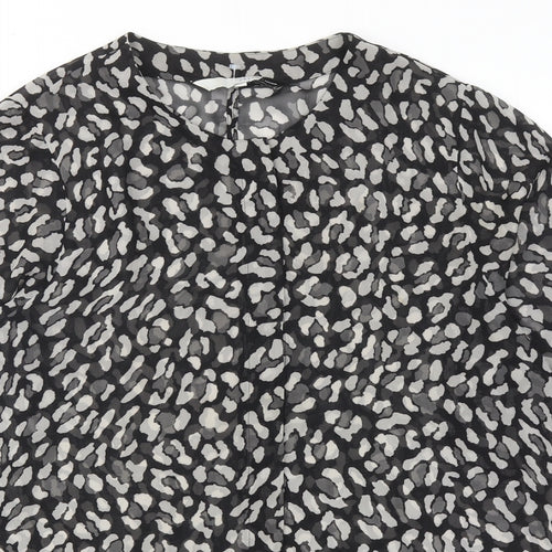 Preen/ Edition Womens Black Animal Print Polyester Basic Blouse Size 6 Boat Neck - Leopard Print