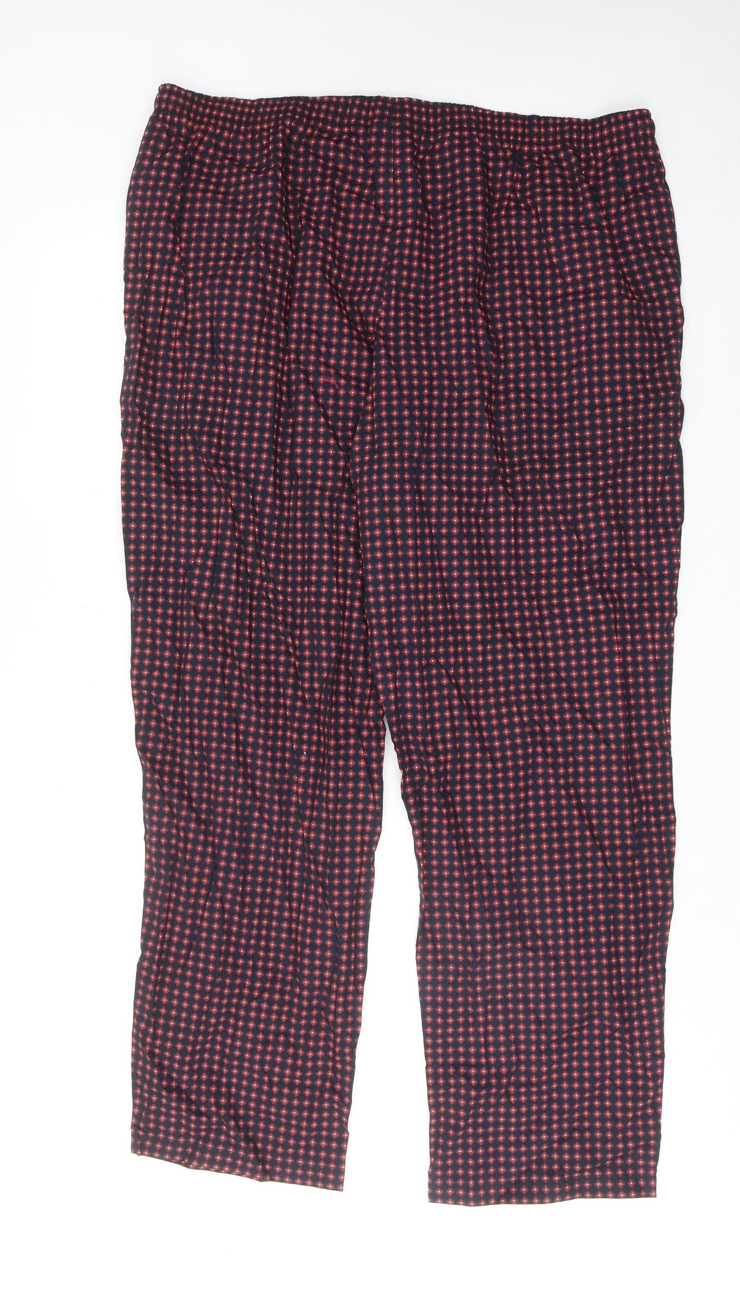 Marks and Spencer Mens Red Geometric Cotton Pyjama Pants Size 2XL Drawstring