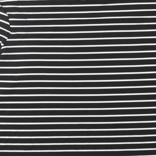 Autograph Womens Black Striped Polyester Basic T-Shirt Size 16 Boat Neck