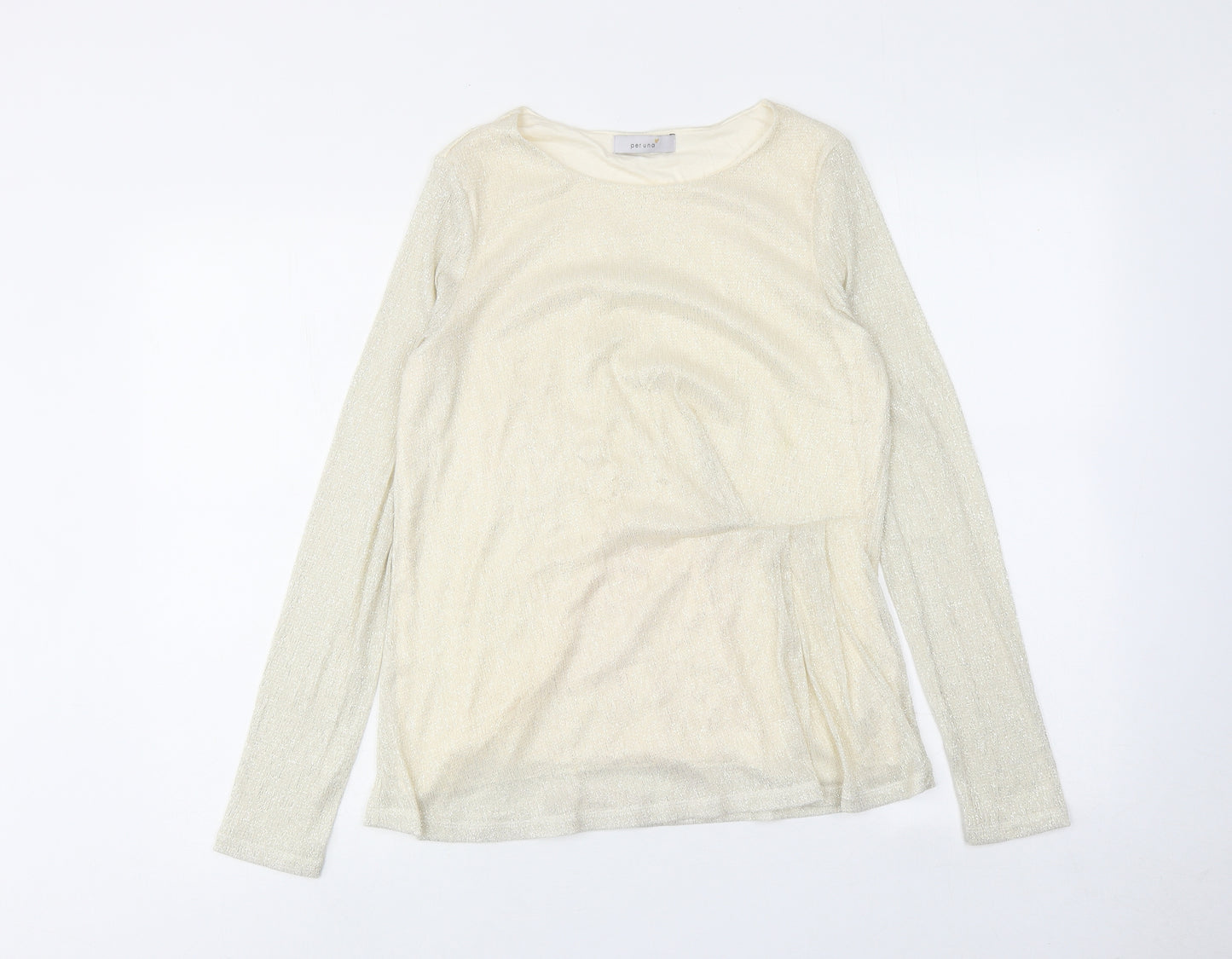 Per Una Womens Ivory Polyester Basic Blouse Size 14 Boat Neck