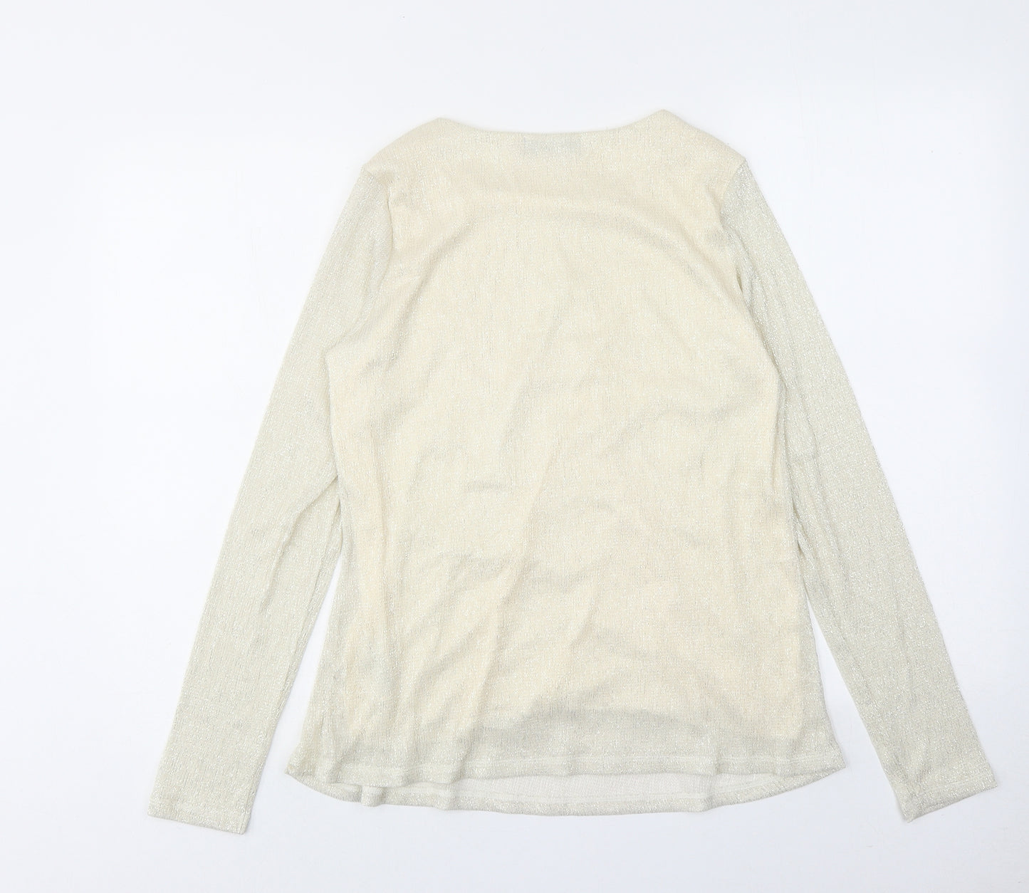 Per Una Womens Ivory Polyester Basic Blouse Size 14 Boat Neck