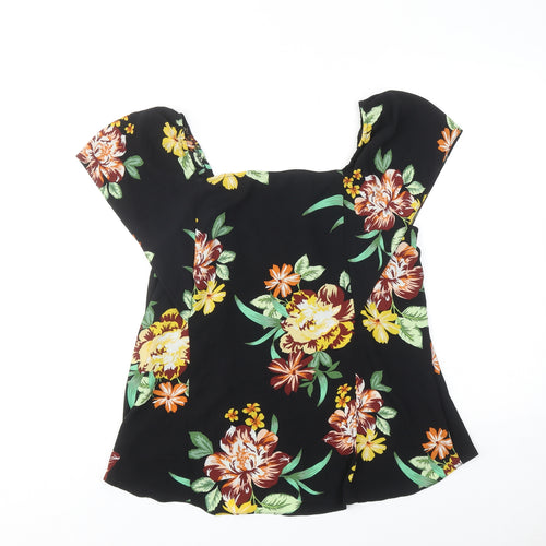 Dorothy Perkins Womens Multicoloured Floral Polyester Basic Blouse Size 16 Square Neck