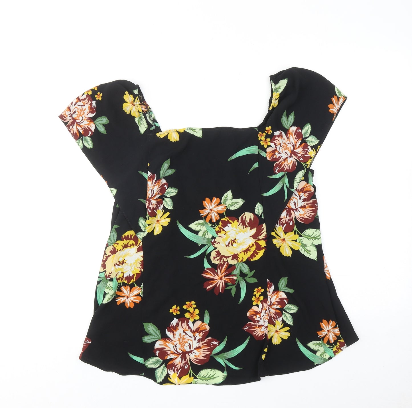 Dorothy Perkins Womens Multicoloured Floral Polyester Basic Blouse Size 16 Square Neck