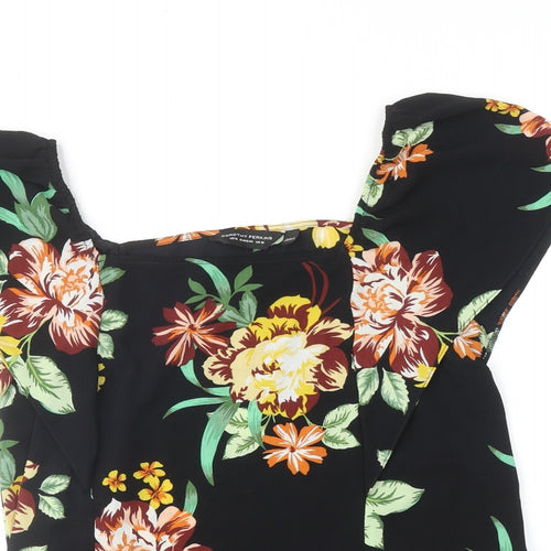 Dorothy Perkins Womens Multicoloured Floral Polyester Basic Blouse Size 16 Square Neck