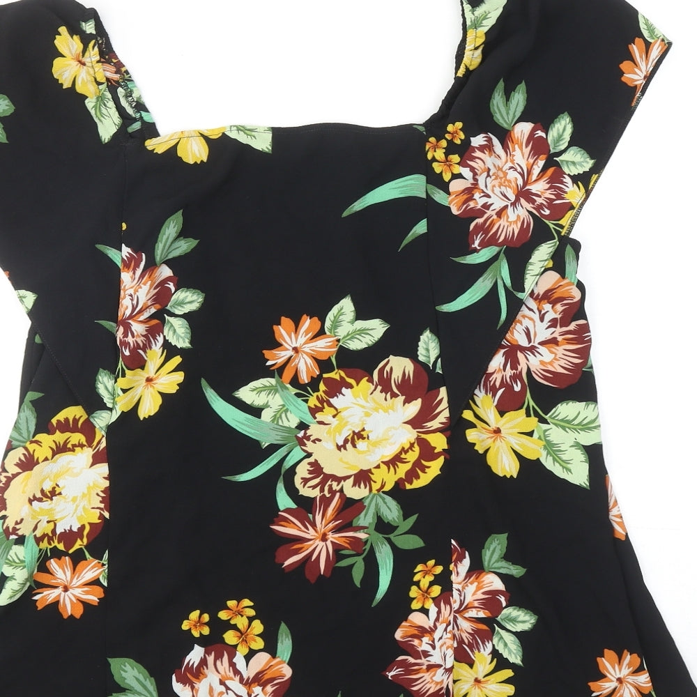 Dorothy Perkins Womens Multicoloured Floral Polyester Basic Blouse Size 16 Square Neck