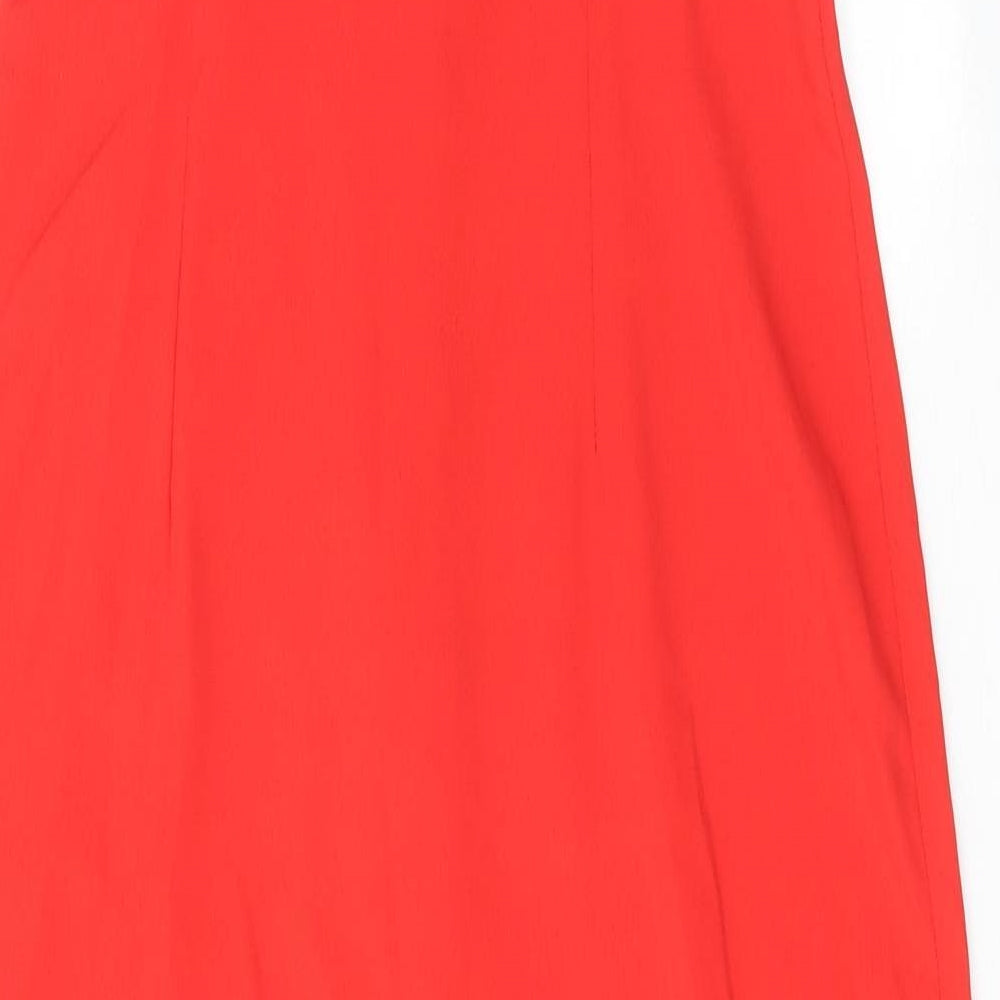 Topshop Womens Red Polyester Tank Dress Size 10 V-Neck Button