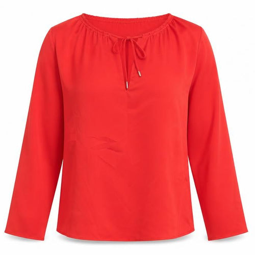 Mango Womens Red Polyester Basic Blouse Size S Boat Neck
