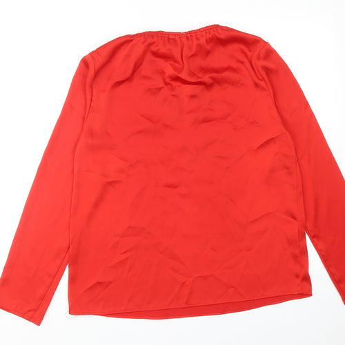 Mango Womens Red Polyester Basic Blouse Size S Boat Neck