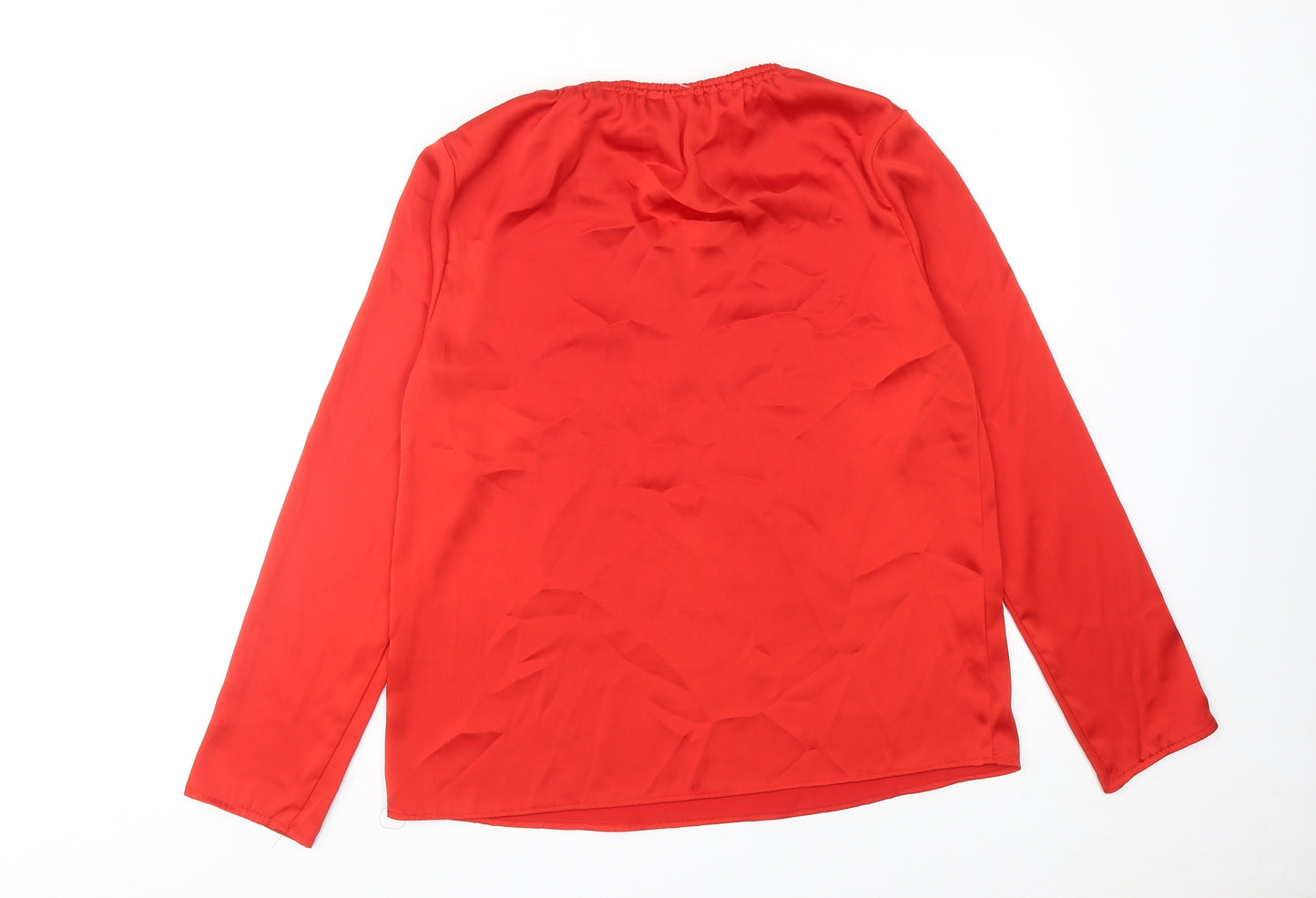 Mango Womens Red Polyester Basic Blouse Size S Boat Neck