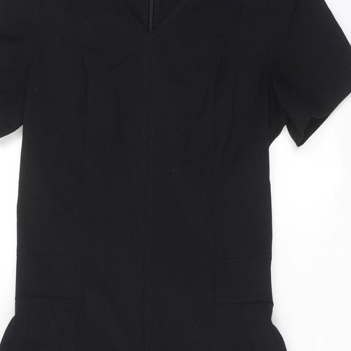 NEXT Womens Black Polyester Skater Dress Size 10 V-Neck Zip