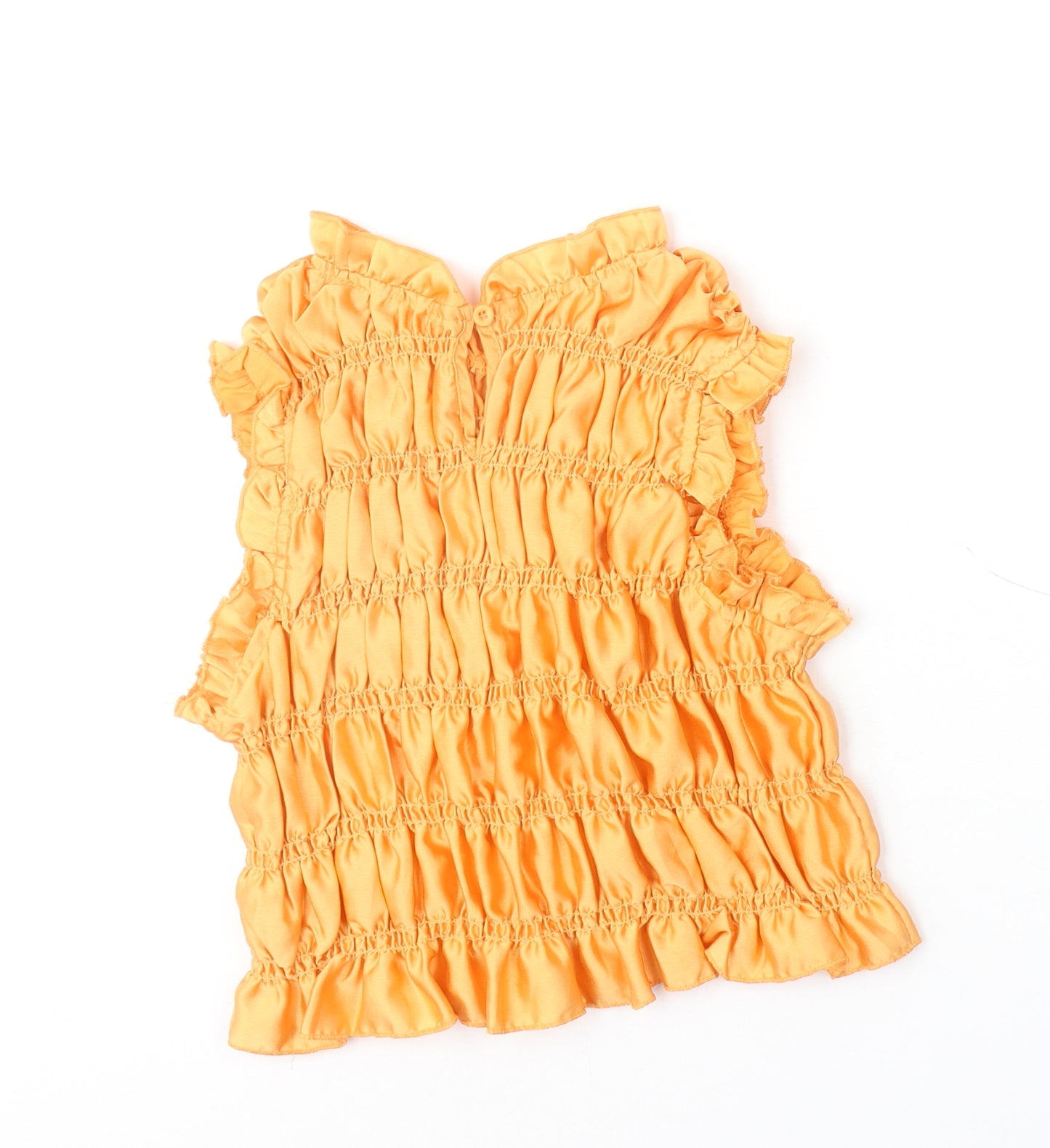 Lola May Womens Orange Polyester Basic Blouse Size 6 Round Neck - Ruched