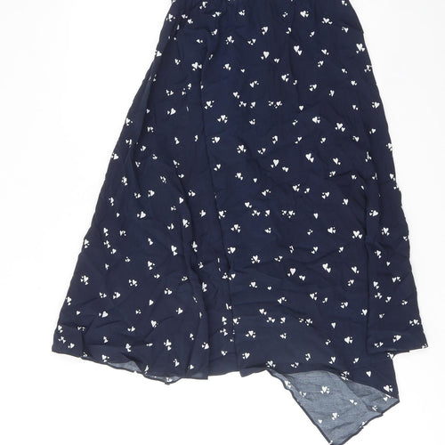 Hush Womens Blue Geometric Polyester Peasant Skirt Size 6 Zip - Heart Pattern
