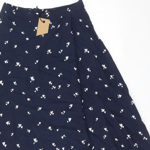 Hush Womens Blue Geometric Polyester Peasant Skirt Size 6 Zip - Heart Pattern