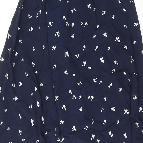 Hush Womens Blue Geometric Polyester Peasant Skirt Size 6 Zip - Heart Pattern