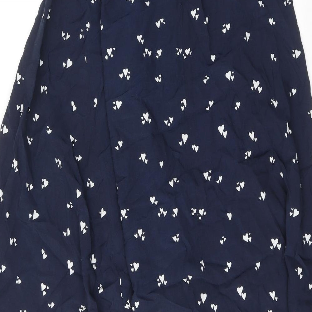 Hush Womens Blue Geometric Polyester Peasant Skirt Size 6 Zip - Heart Pattern
