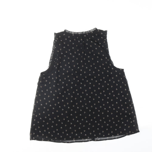 Abercrombie & Fitch Womens Black Floral Polyester Basic Blouse Size XS V-Neck