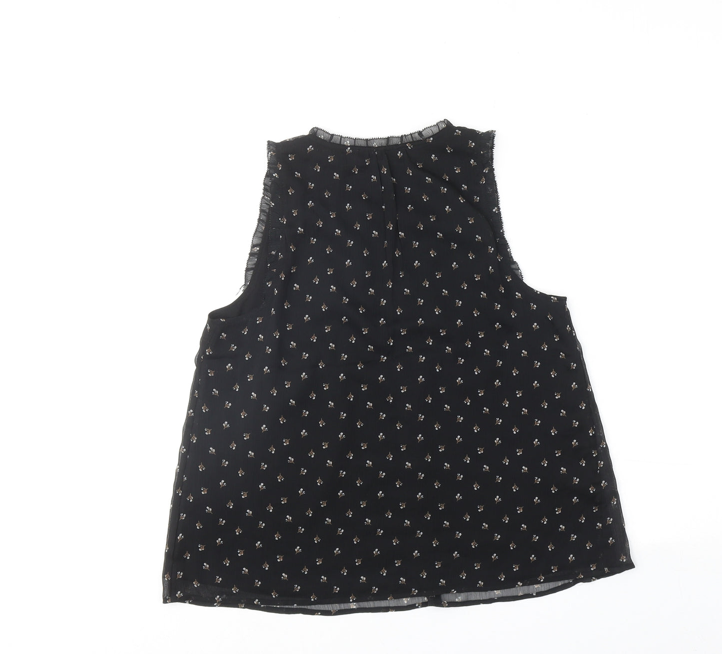 Abercrombie & Fitch Womens Black Floral Polyester Basic Blouse Size XS V-Neck