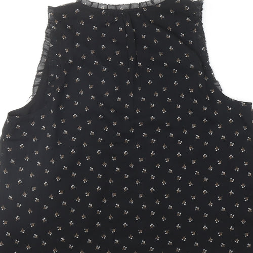 Abercrombie & Fitch Womens Black Floral Polyester Basic Blouse Size XS V-Neck